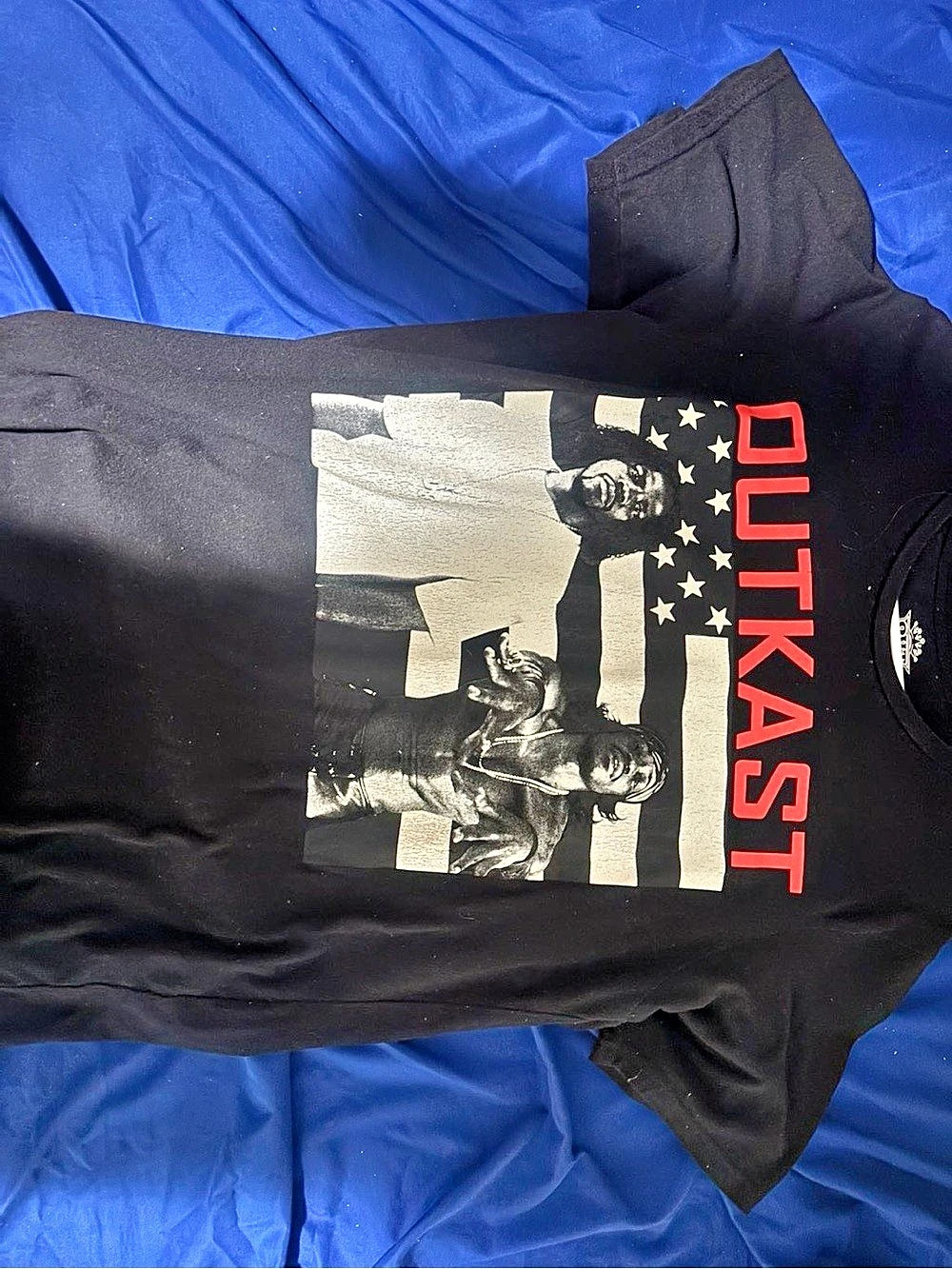 Outkast American Flag Graphic T-Shirt Black & Red Size Medium